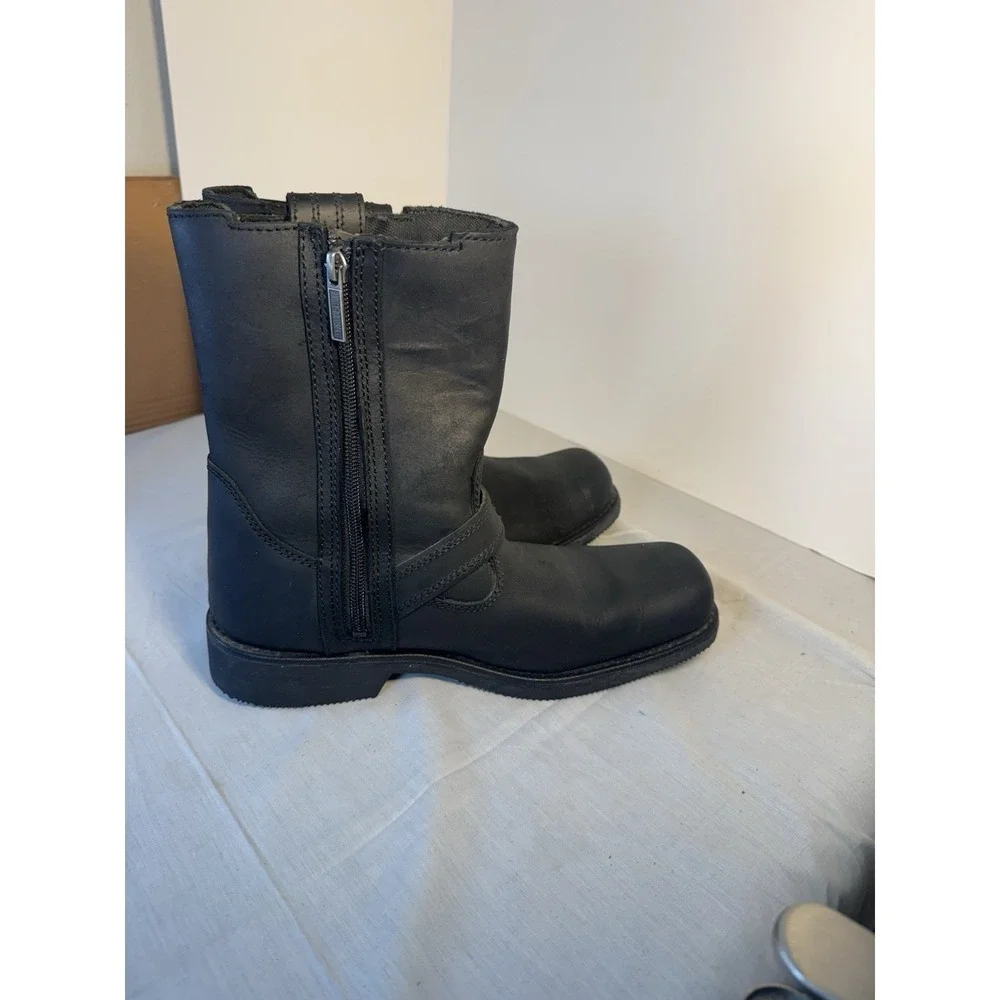 Harley Davidson Leather Motorcycle Strap Boots Pull On Size 8.5